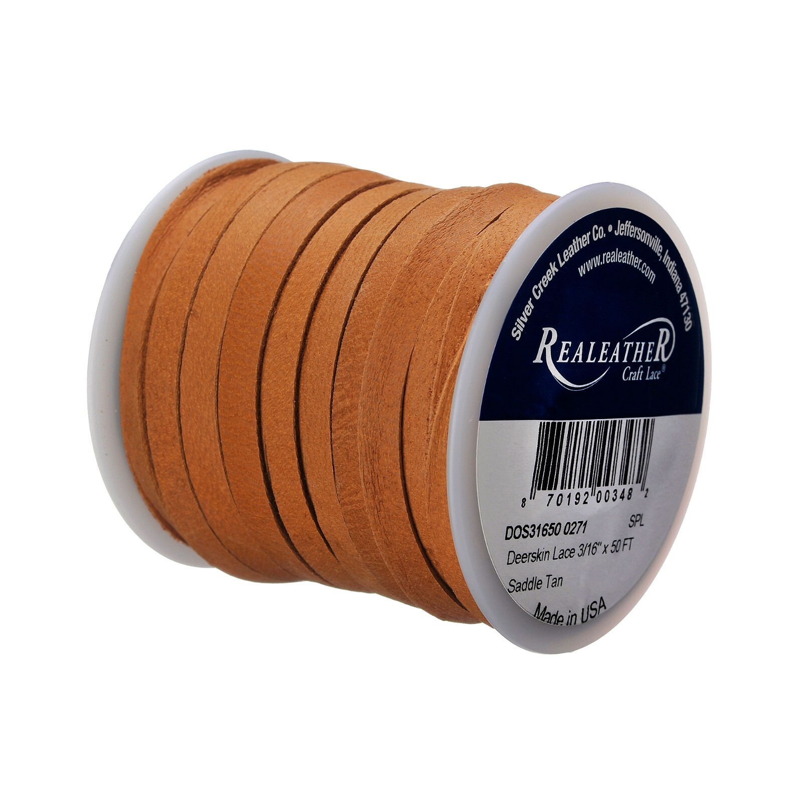 Deerskin Lace Spool 3/16" x 50 ft Saddle Tan -Craft Jewelry Garment Leather Lace