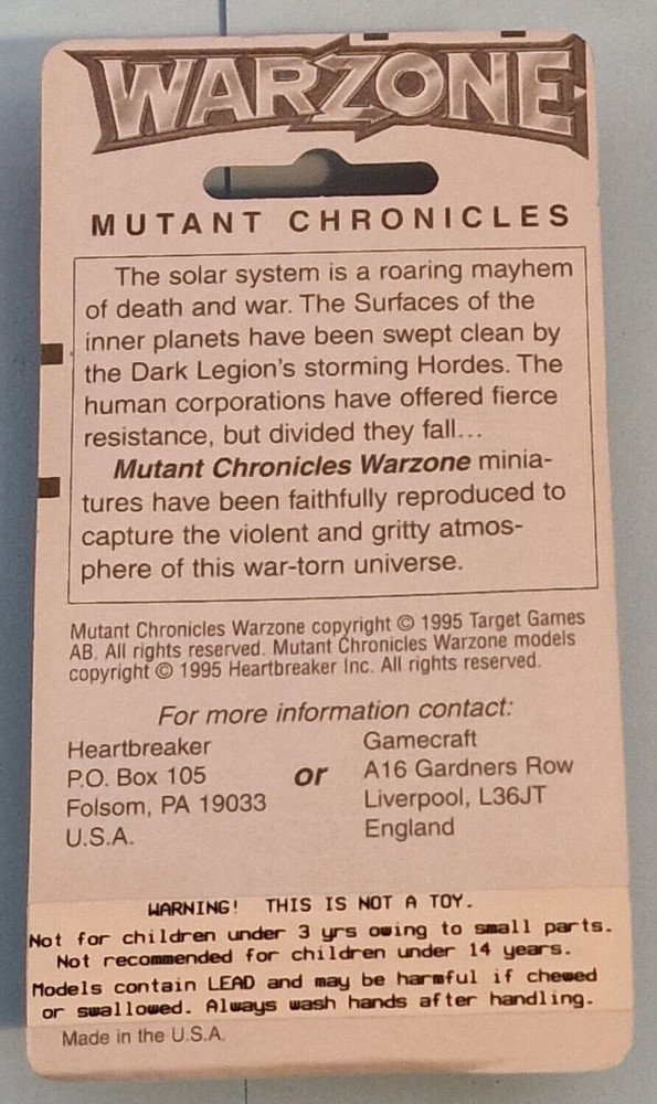 WARZONE PILGRIM EXECUTIONER 9694 Mutant Chronicles Miniature Stapled