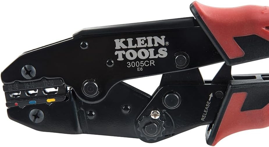 Klein Tools 80013 Wire Stripper / Ratcheting Crimper, Electrical Red, Black
