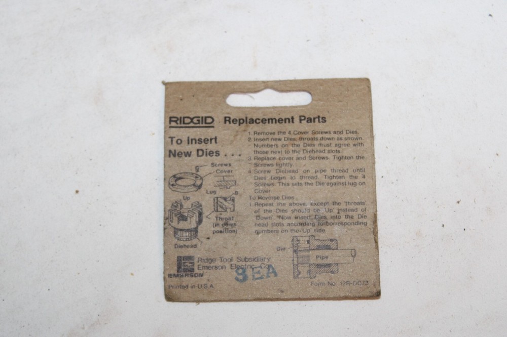 NOS Ridgid Pipe Dies 3/8” 12-R