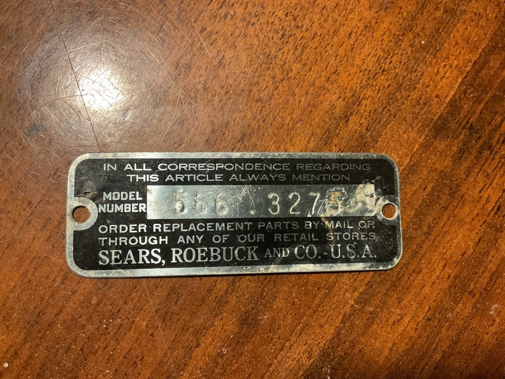 Sewing Machine Cabinet Sears Roebuck Identification Tag