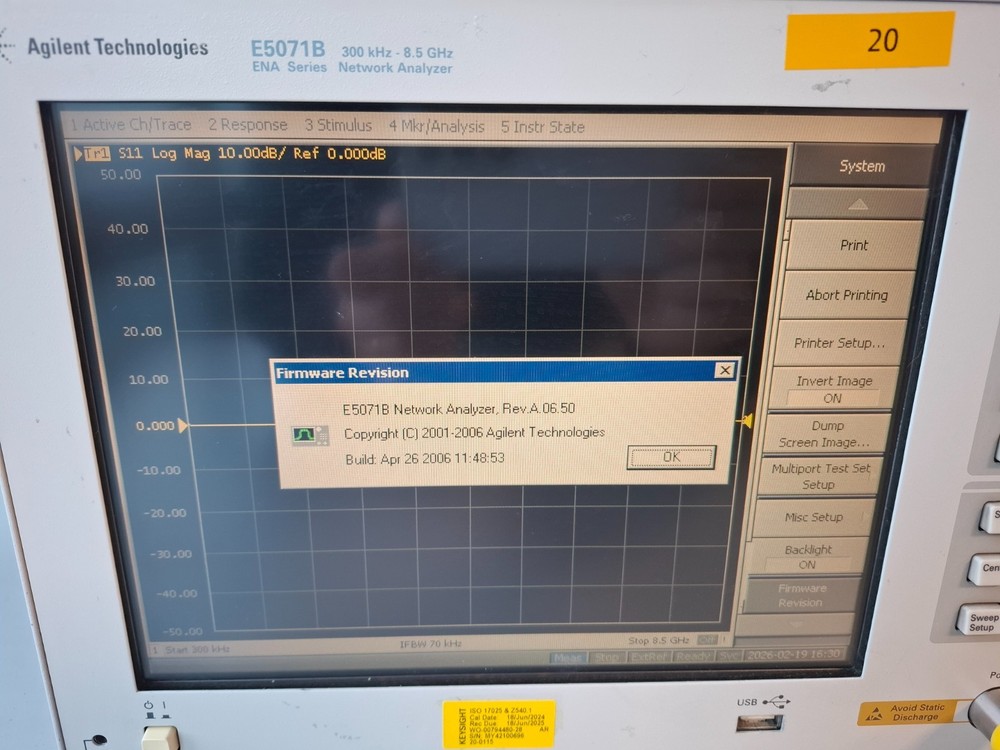 Agilent E5071B 8,5 GHz 4 ports Vector network analyzer