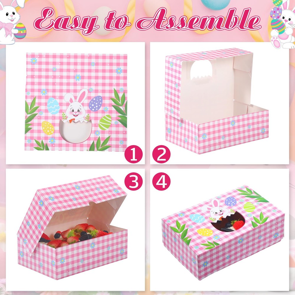 36 Pcs Easter Cookie Treat Boxes with Shape Window Bunny Egg Flower Cupcake B...