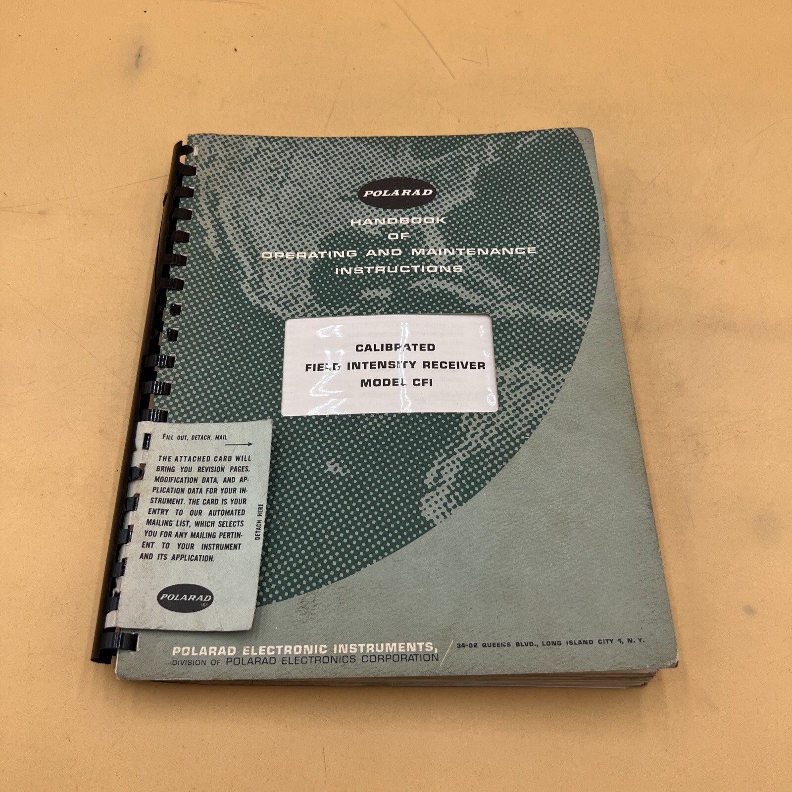 POLARAD CALIBRATED FIELD INTENSITY RECEIVER MODEL CFI OPERATING REPAIR HANDBOOK
