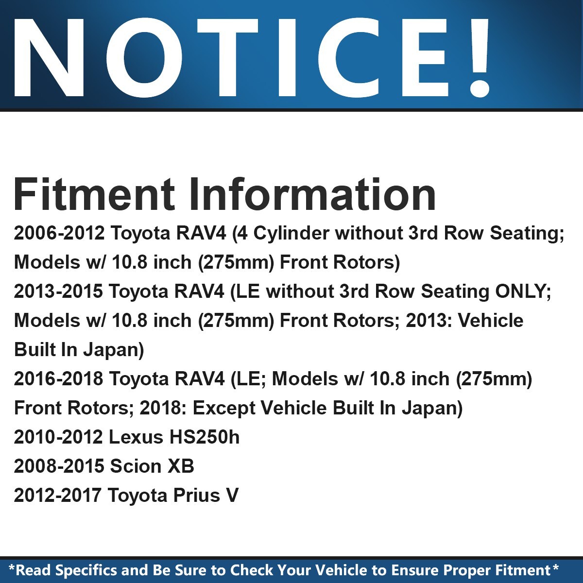 275mm Front Brake Rotors + Brake Pads for Toyota RAV4 Pirus V Lexus HS250H