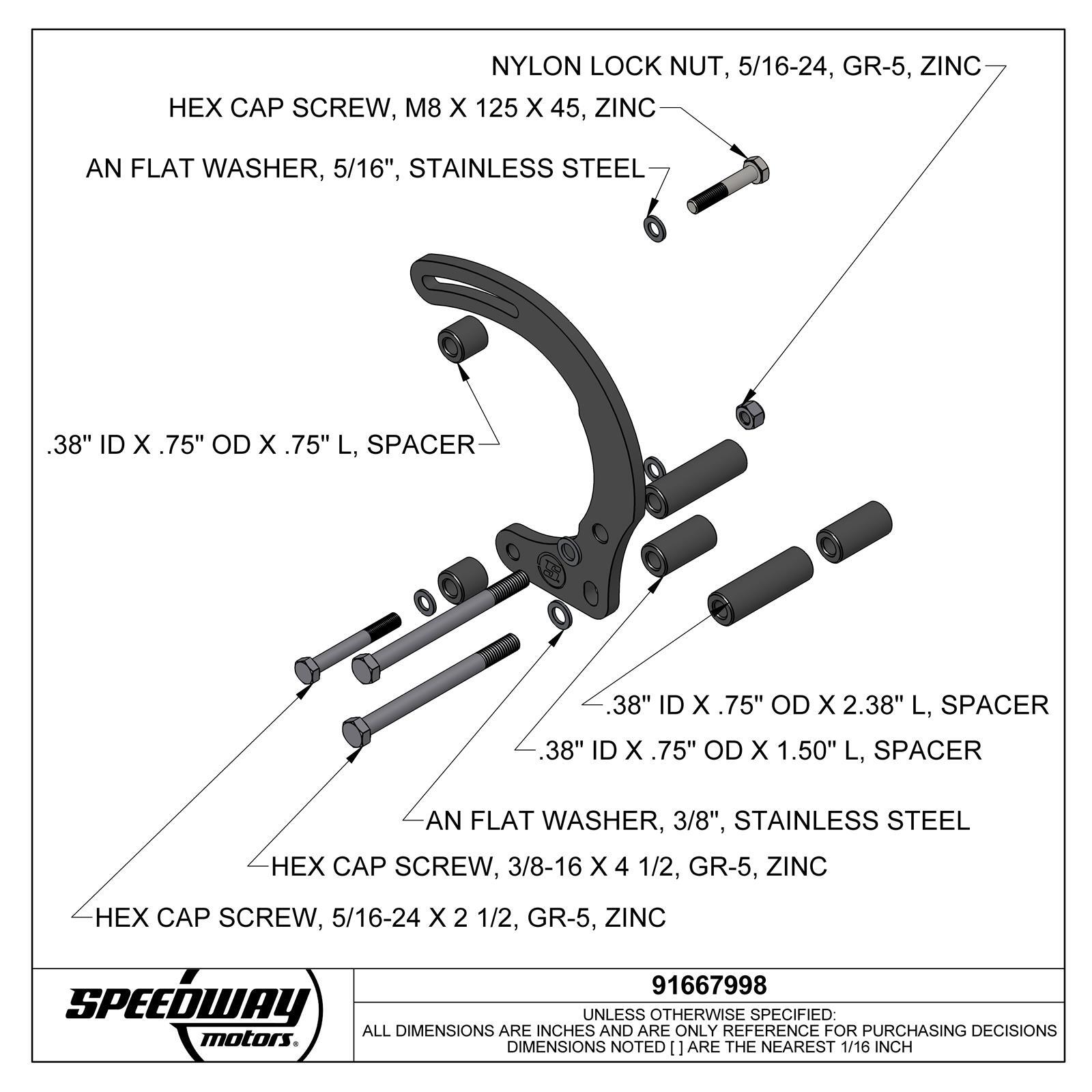 High Mount Alternator Bracket for Mini Race Alternator, SBC
