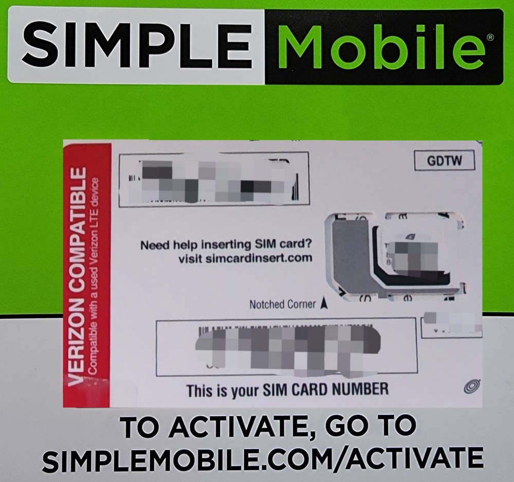 Simple Mobile SIM Card • Samsung Galaxy Note 3 Note 4 Note 5 Note 8/9 - READ