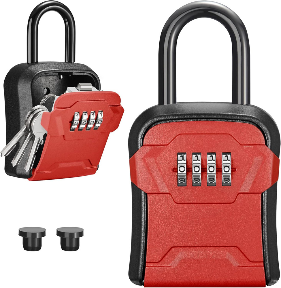 Lock Box, Key Lock Box Wall Mount & Portable Combination Lockbox with Resettable