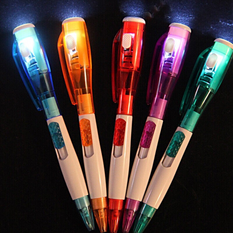 1pc Students Multifunctional Ballpoint Ball Point Pen With LED Flashlight Light-
