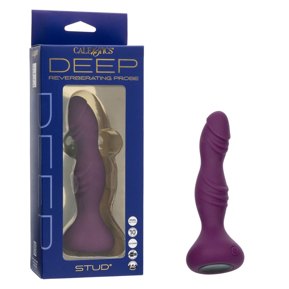 CalExotics Deep Stud Vibrating Butt Plug Probe Purple