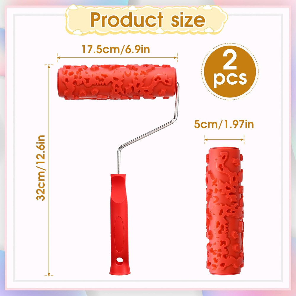 2 Pcs Texture Roller 7'' Drywall Texture Roller Decoration Textured Paint Roller
