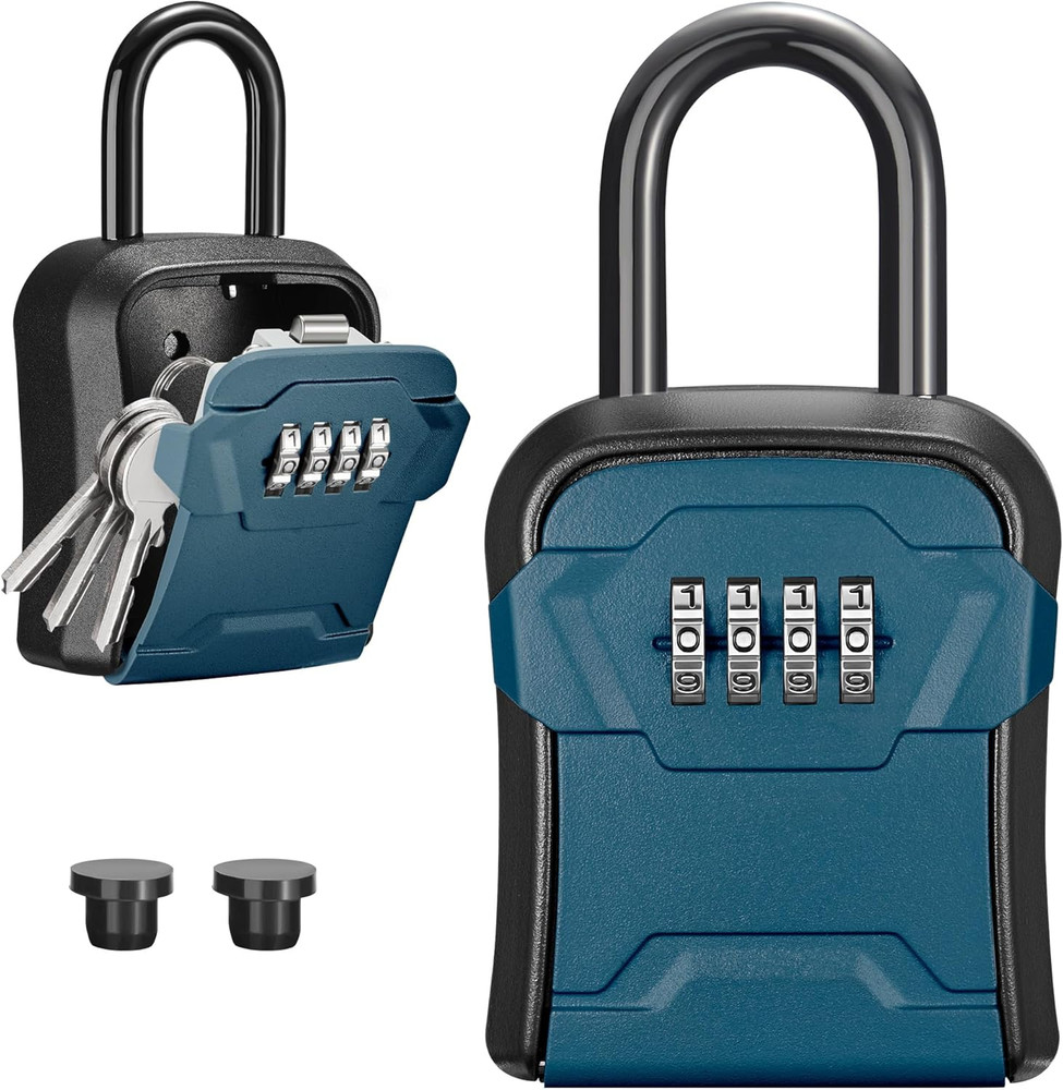 Lock Box, Key Lock Box Wall Mount & Portable Combination Lockbox with Resettable