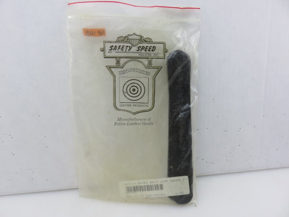 Safety Speed Holster Belt Loop Keeper Leather Hook & Loop 2pc Set NEW Old Stock