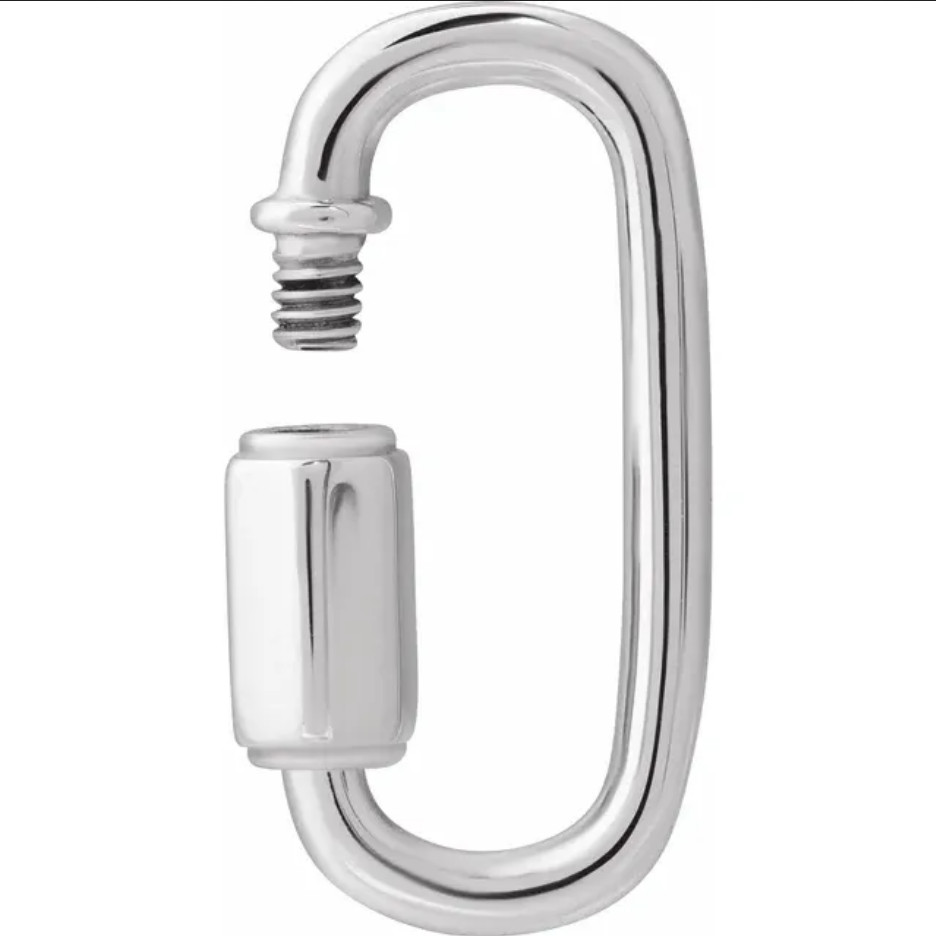 20mm 10k White Gold Charm Carabiner Lock Bail Enhancer Extender Pendant Screw On