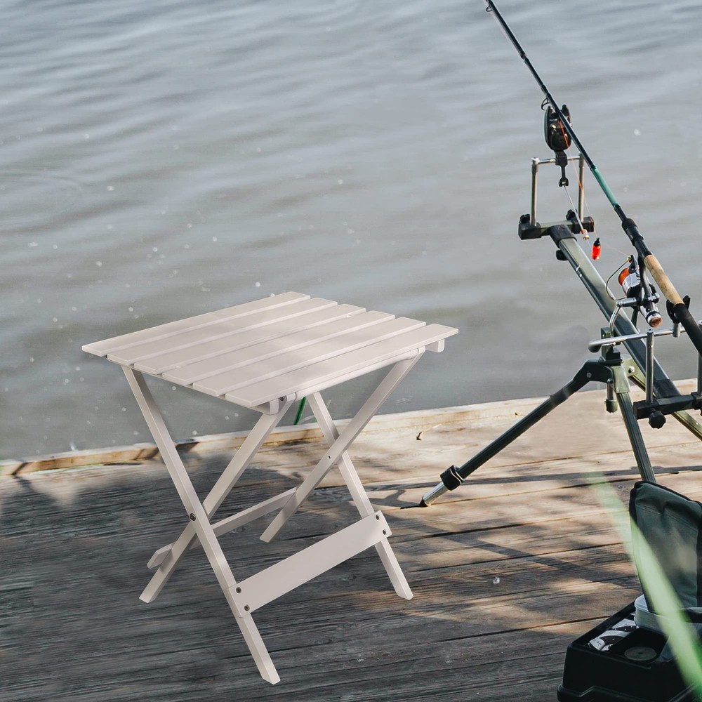 Small Folding Side Table (2-Piece Set), 100% Solid Wood, Portable Patio Outdo...