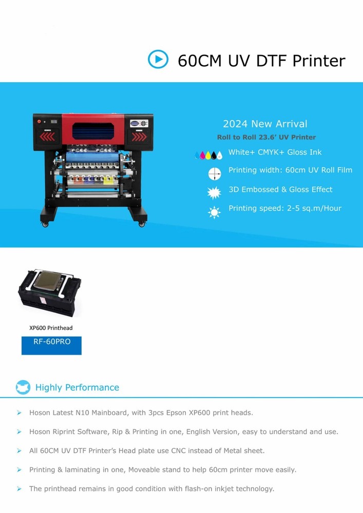 Refinecolor RF-60 PRO UV DTF Printer USA Tech & Setup Support