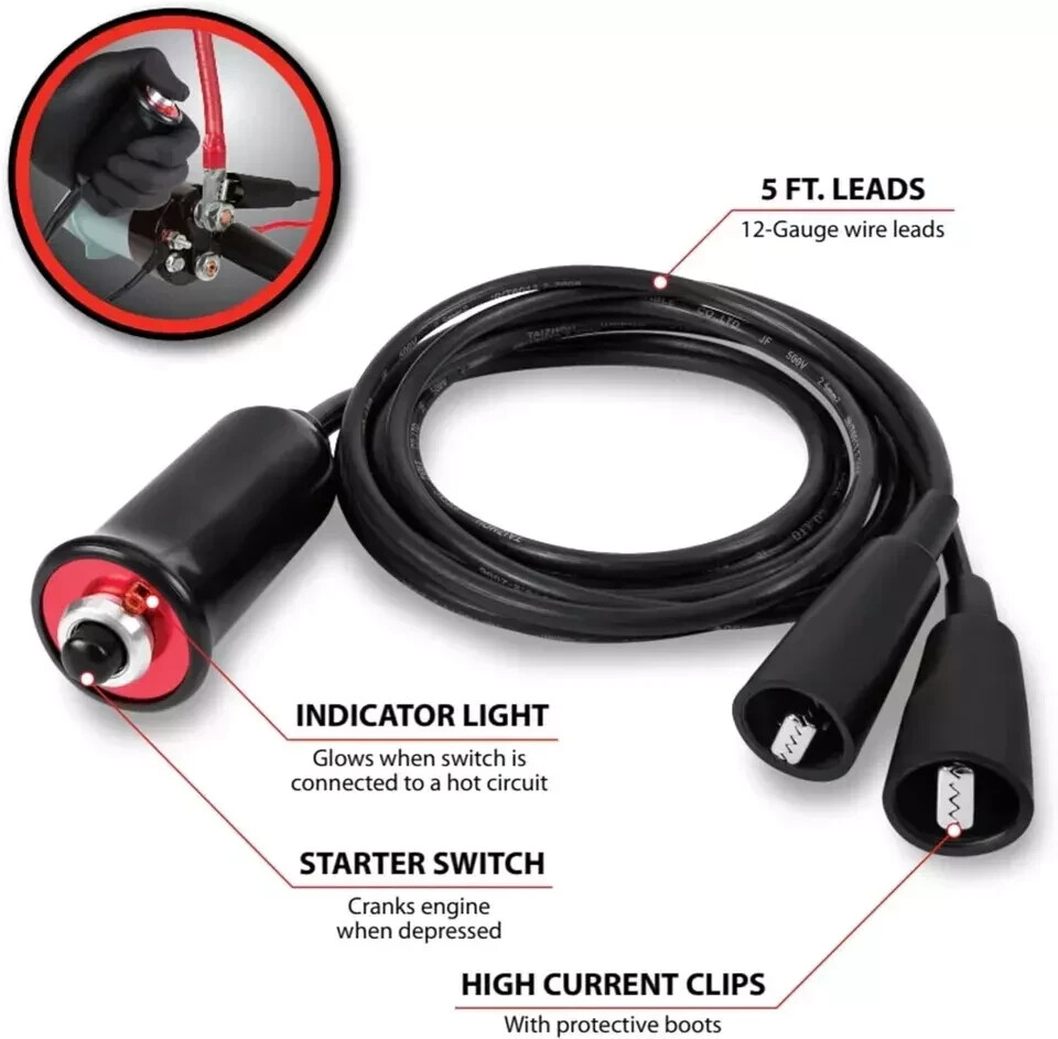 Performance Tool Heavy Duty Remote Starter Push-Button Switch 5-ft Wire Leads