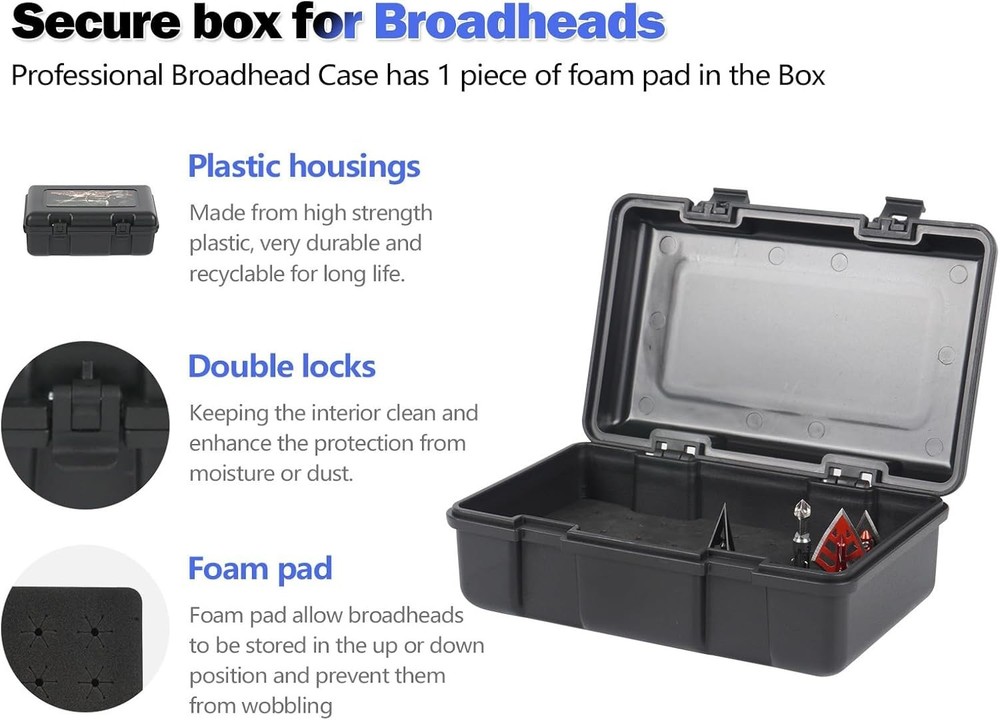 Water-Resistant Broadhead Storage Box with Foam Inserts - 36 Count Capacity