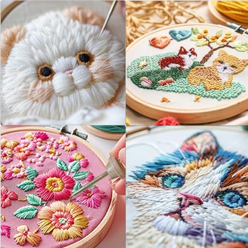 Punch Needle Embroidery Kit - Complete Set for Needle Punching - Includes