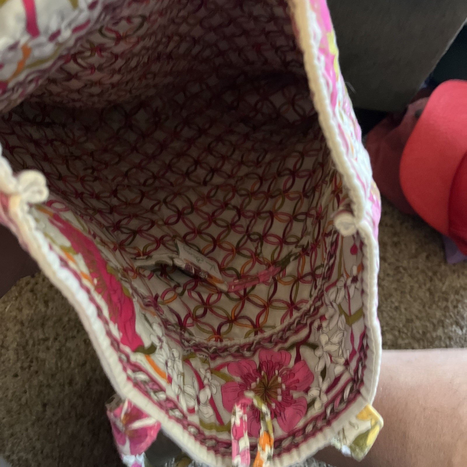 Vera Bradley Large Tote Bag Tea Garden Pink Floral With Spring Flowers