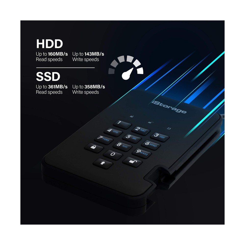 iStorage diskAshur2 SSD 256GB Black | Secure portable solid state drive | Pas...