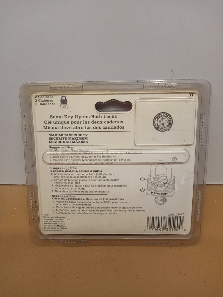 Master lock 2 Pack Hardened Steel Padlocks Keyed Alike 3T