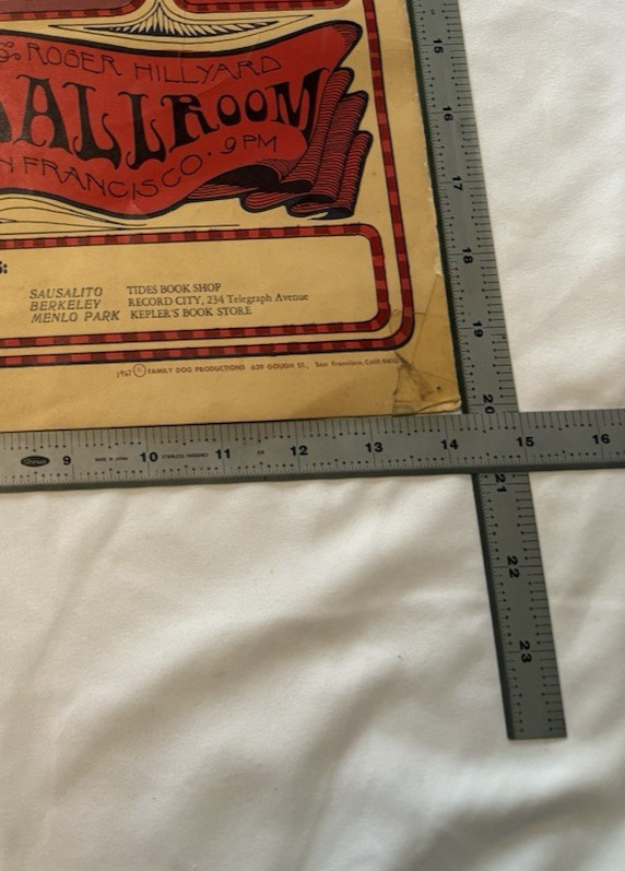 BIG BROTHER & HOLDING COMPANY POSTER + SIR DOUGLAS QUINTET AVALON PRINTED 1967