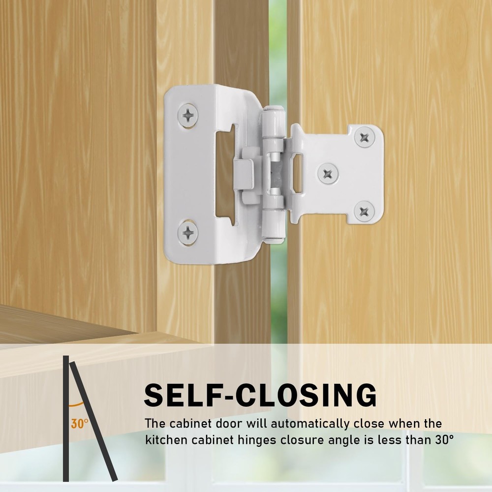 1/2" Partial Overlay Cabinet Hinges,(25 Pairs -50 Pack) Partial Wrap Hinge Se...