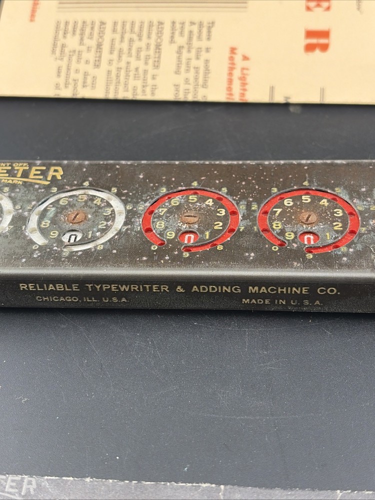 Vintage Addometer Adding Machine Calculator & Stylus Pen Co Chicago Complete