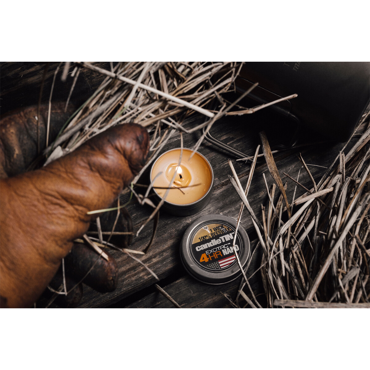 Exotac CandleTIN Nano 1-Wick Emergency Survival Candle 3-Pack - Silver