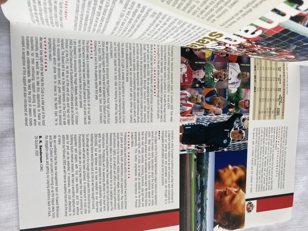 2002 Sunderland PLC Annual Report