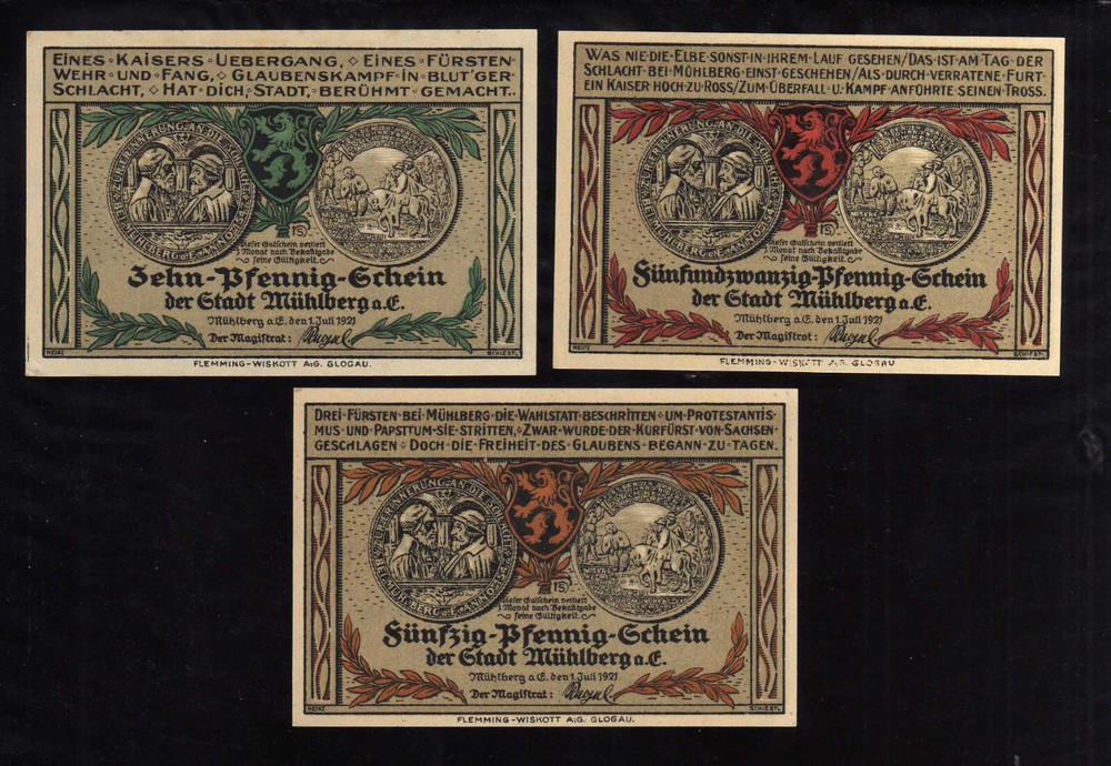 MUHLBERG - GERMANY NOTGELD - 10, 25, 50 PFENNIG