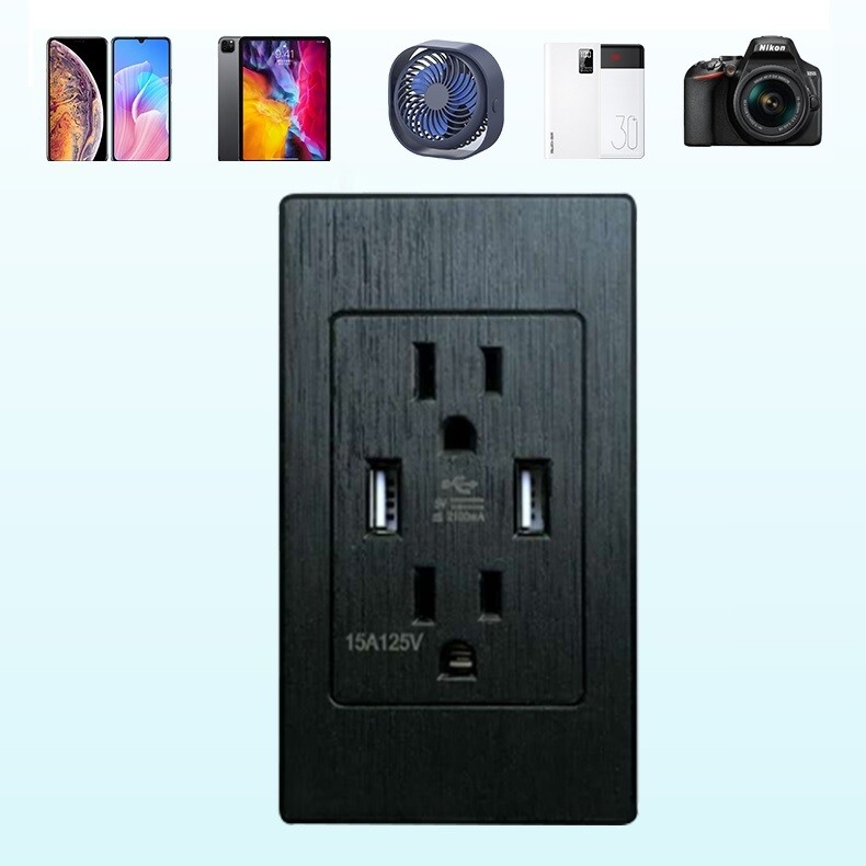 5 Pack Dual USB Wall Outlet Charger Electrical Surge Protector Socket Receptacle