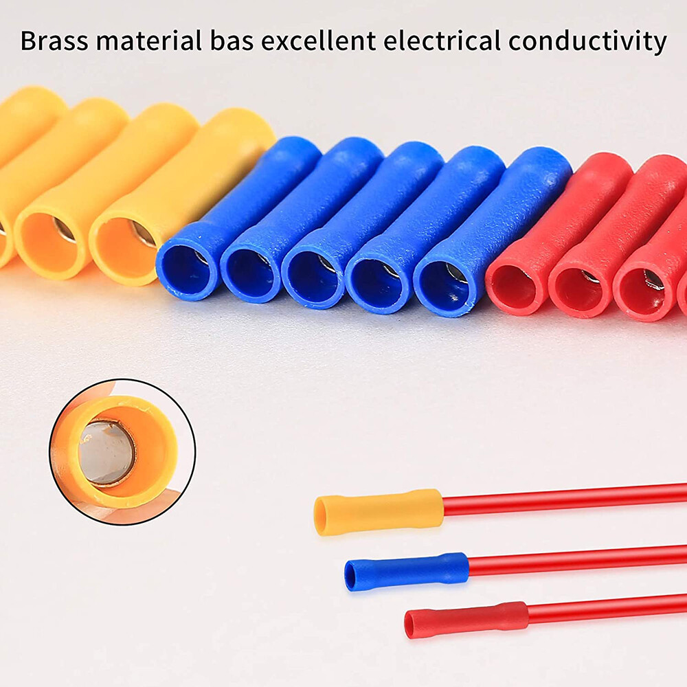 500Pcs Insulated Electrical Straight Butt Splice Crimp Wire Connectors Terminals