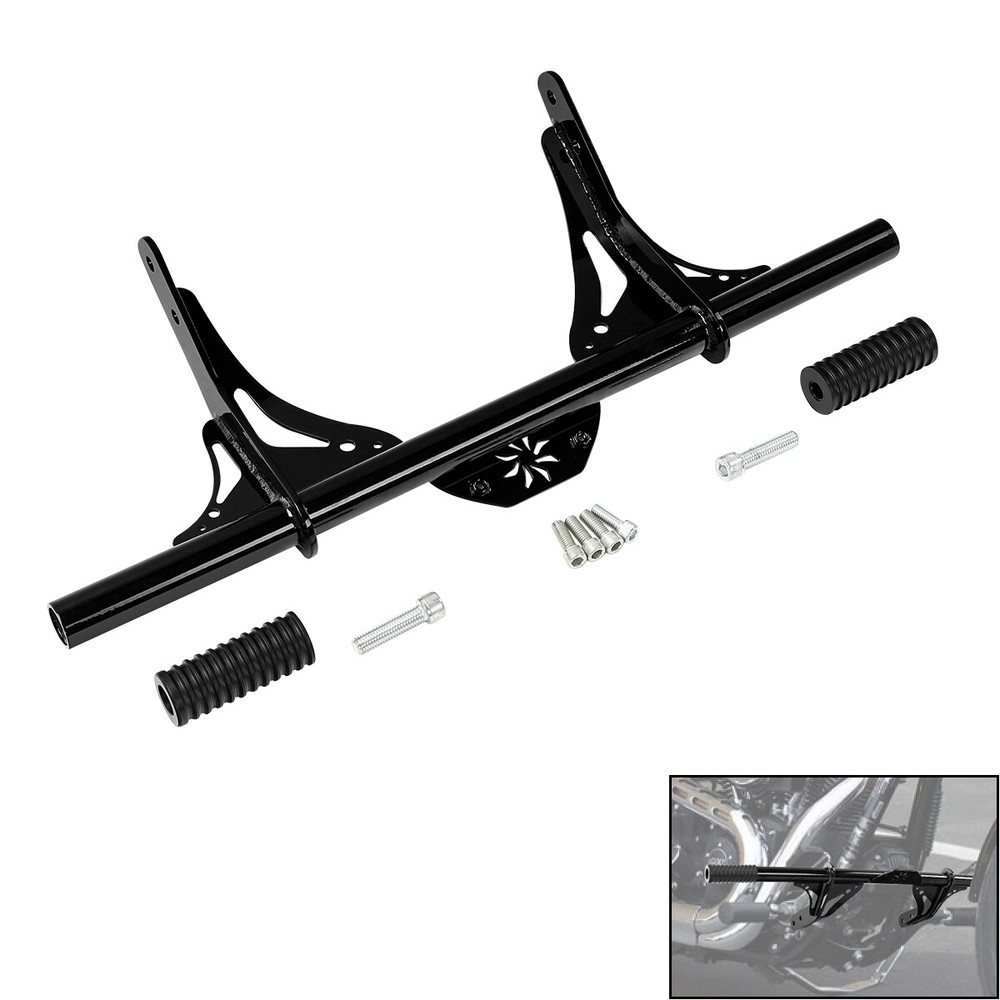 Front Black Crash Bar Protector For Harley Davidson Dyna W/ Mid Control 06-17