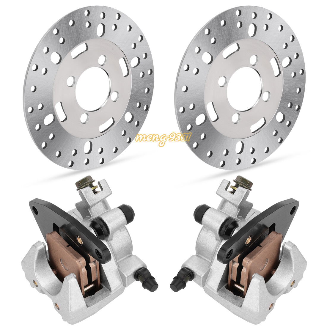 Front Brake Calipers W/Pads & Disc Rotors for Yamaha Big Bear 350 400 YFM350/400