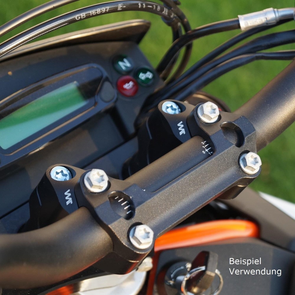 Handlebar riser 30 mm with offset 19 mm silver for KTM models with ABE