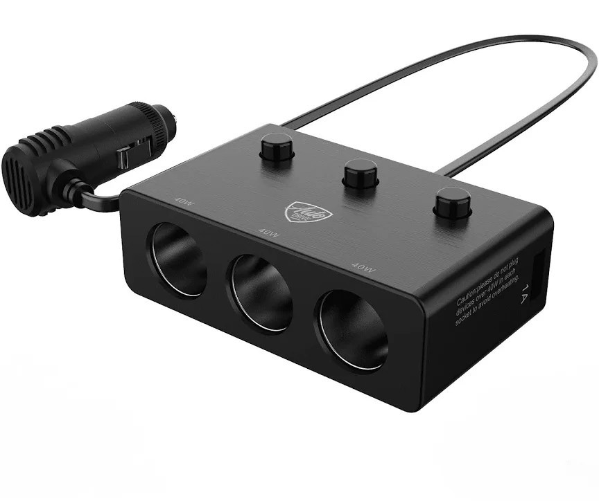 Triple lighter Socket Adapter with USB charging