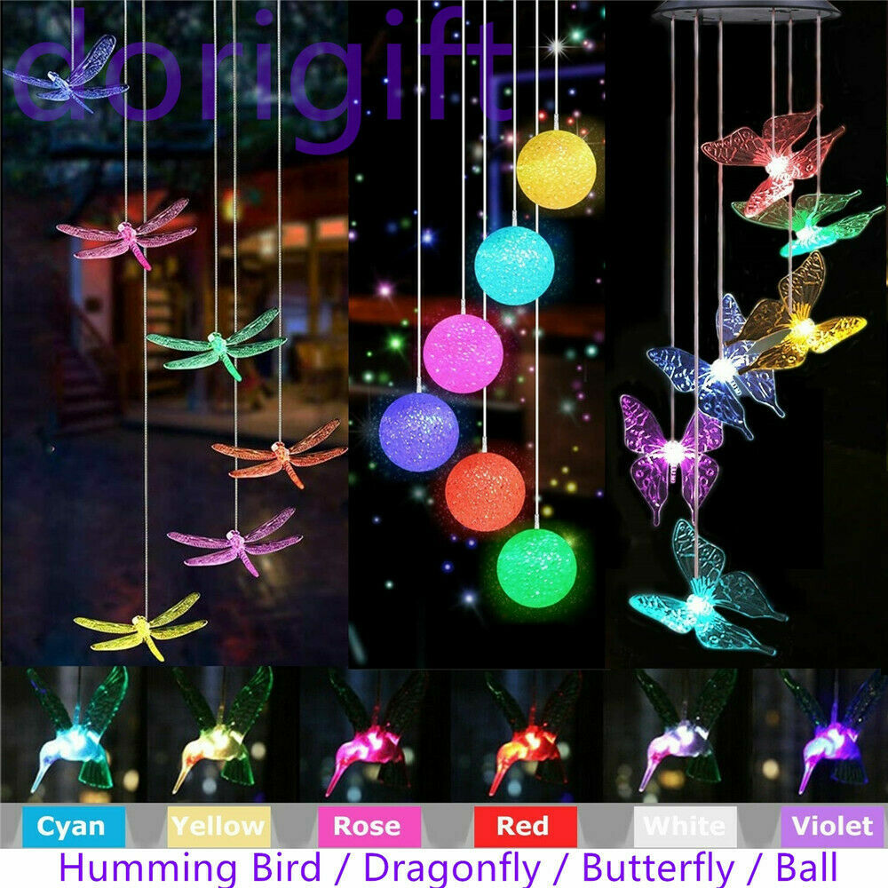 Color-Changing Outdoor LED Solar Powered Wind Chime Lights Yard Garden Decor US