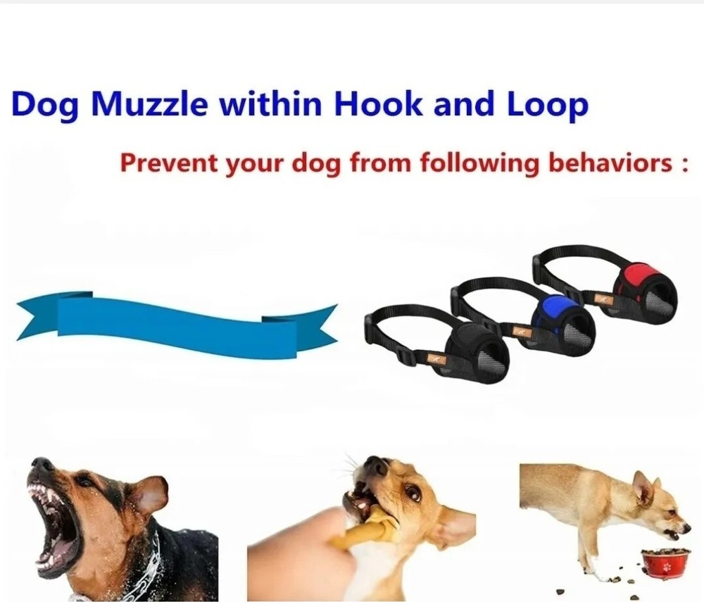 Soft Dog Muzzle Cover with Dogs Hook & Loop for small,medium & large Dogs.