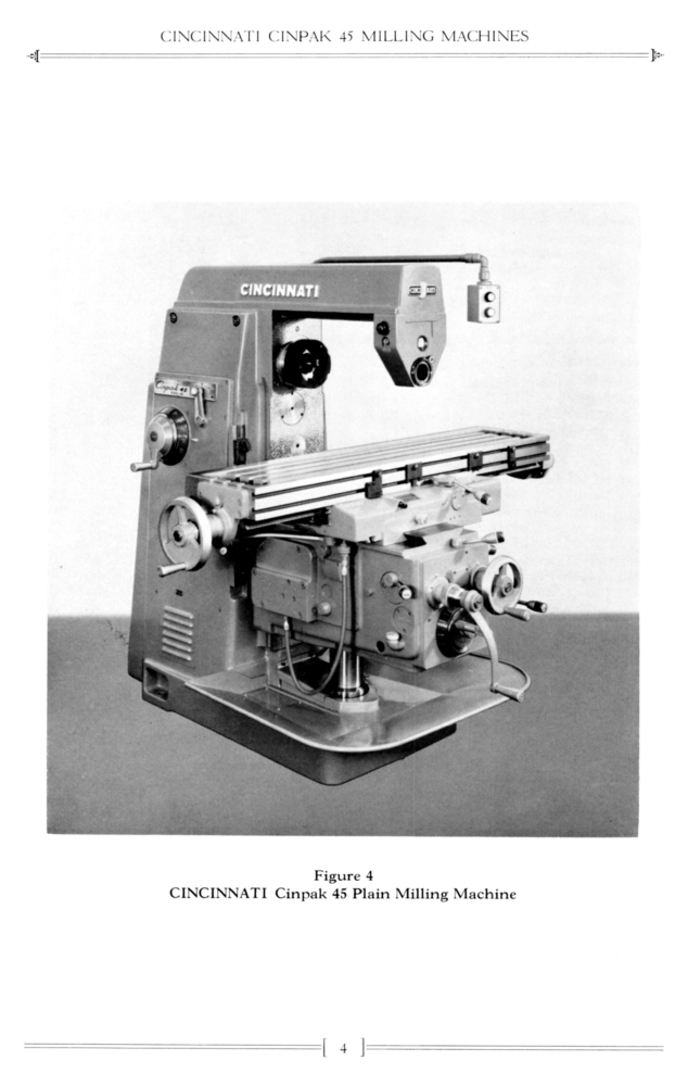 Cincinnati CINPAK 45 Horizontal Milling Machine Operator Instruction Manual 1428