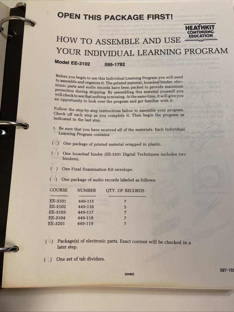 Heathkit Continuing Education EE-3102 AC Electronics Learning 6 Chapters
