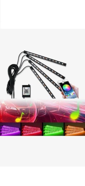 48 RGB LED Strip Neon Atmosphere Light Kit USB Plug Bluetooth App Remote Control