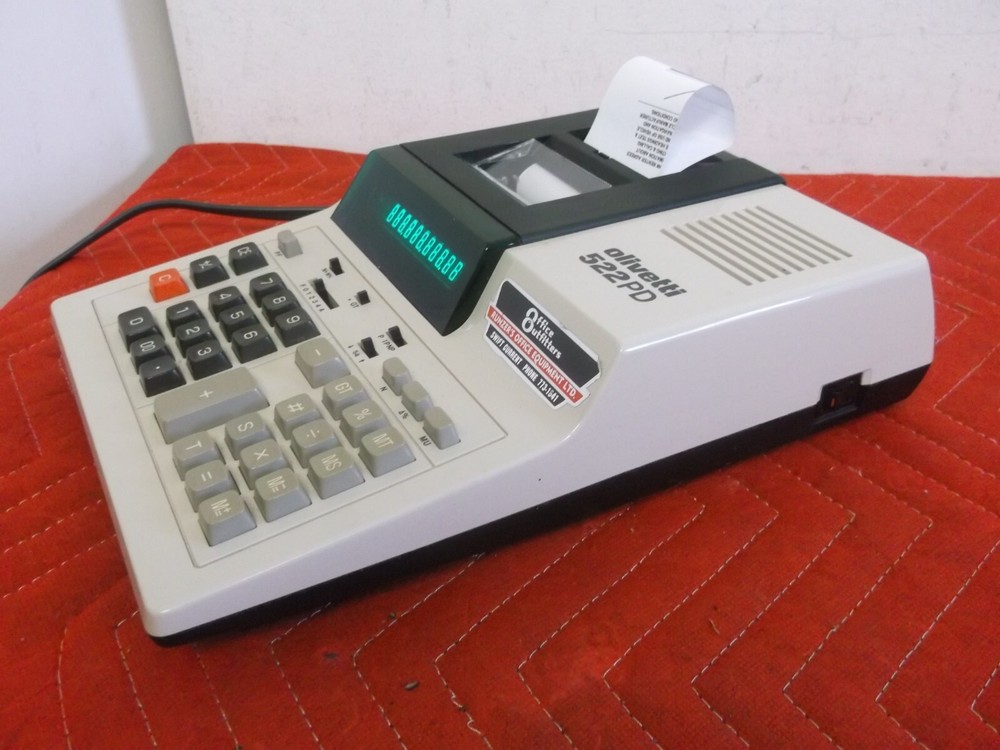 OLIVETTI 522PD 12-DIGIT GREEN DISPLAY SLIM DESKTOP ADDING MACHINE JAPAN WORKING