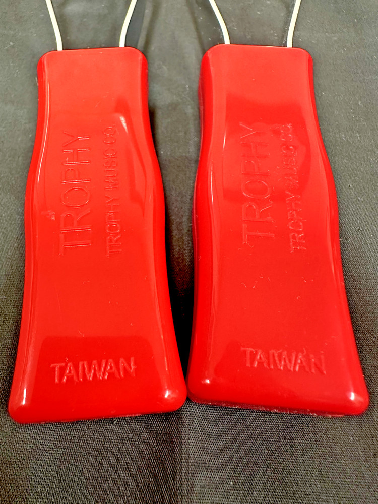 Trophy Classics Musical Spoons, PAIR, 2 Sets, Red & Chrome, #3470-MINT