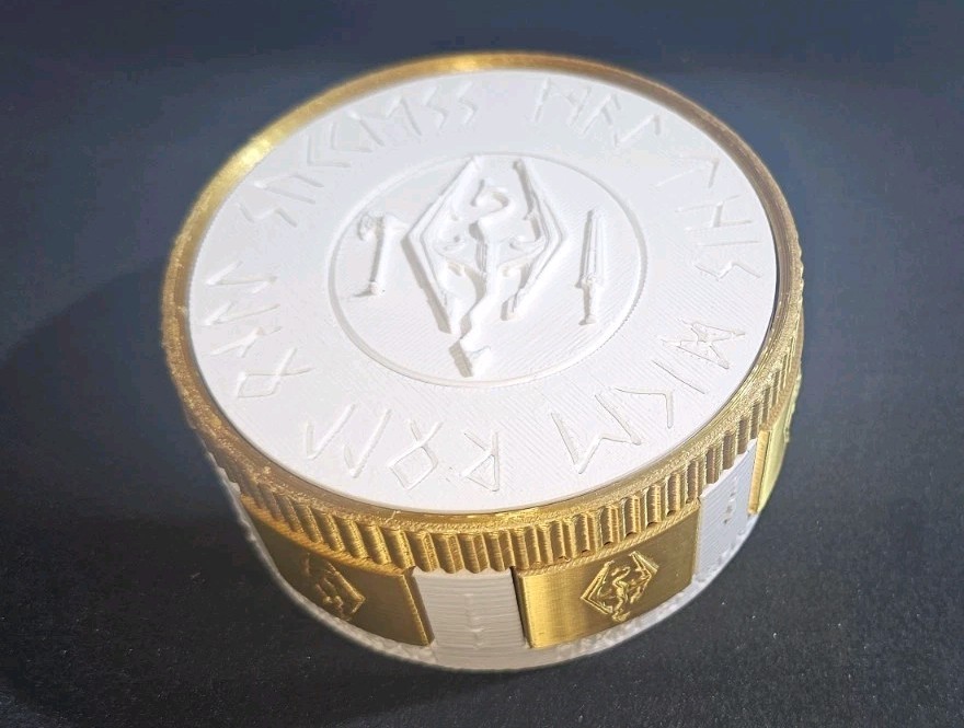 3D Printed Skyrim Themed Mechanical Dice Box