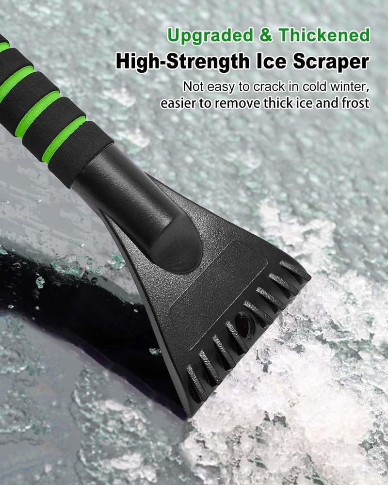 Extendable Snow Brush Ice Scraper Green 31.8" Extendable Foam Grip