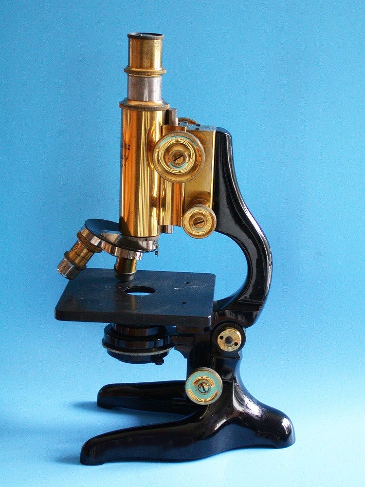 Vintage Leitz Wetzlar Brass Microscope With Case
