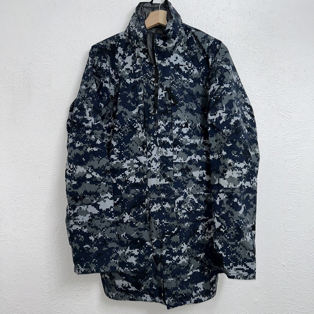 US Navy Working Parka Digital Camo Jacket Size Small X-Long