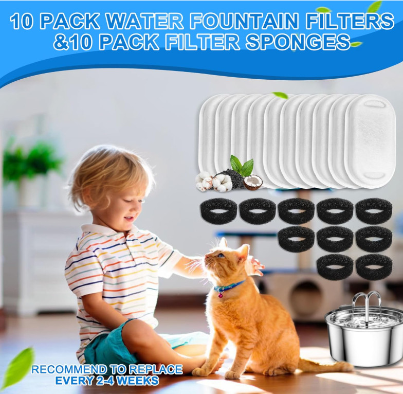 Kitty Spout Cat Water Fountain Filters for 3.2L/108oz Stainless Fountain Dog PET